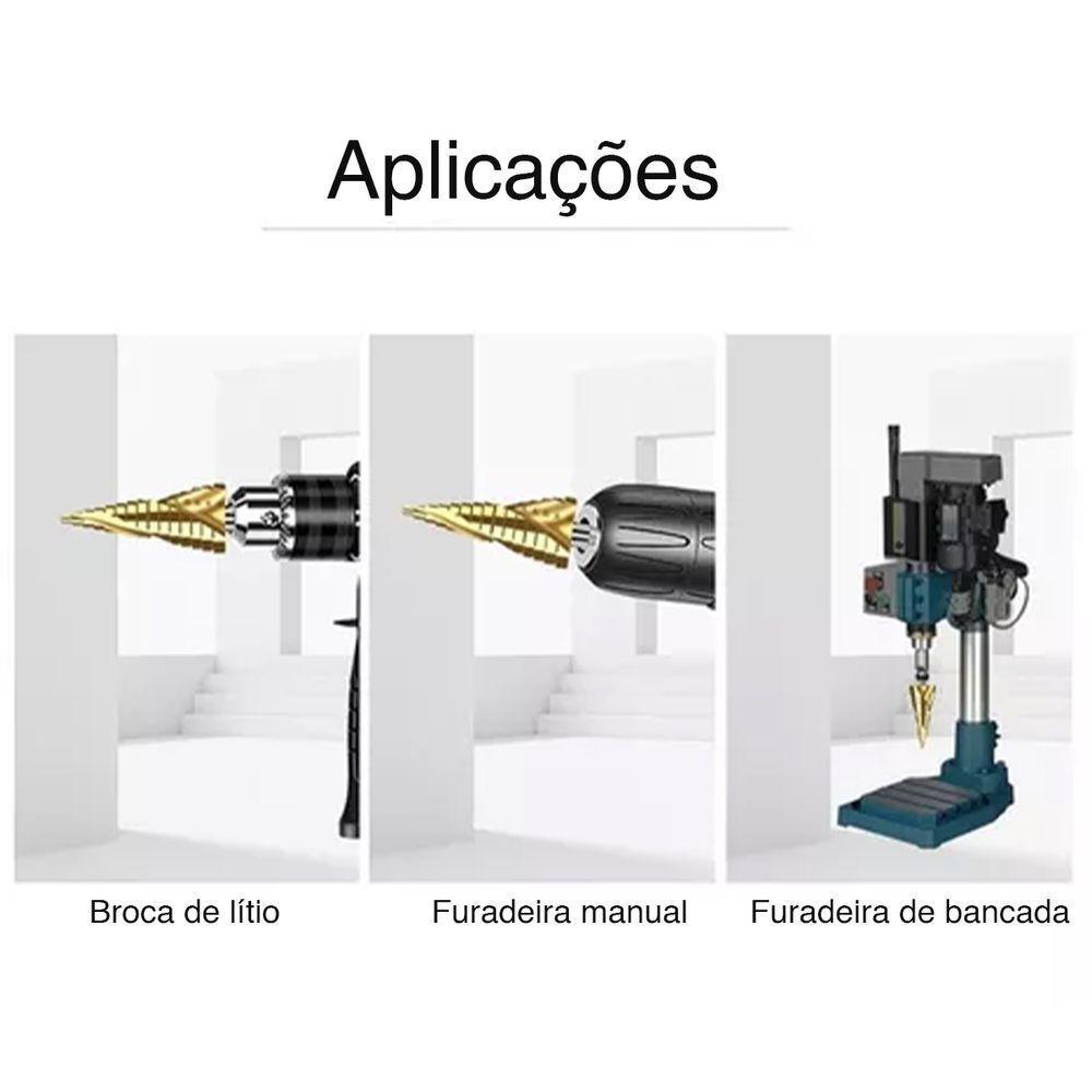 Broca Escalonada Lorben Espiral Profissional De 4 à 32 Mm Aço Rápido Titânio Gt6210 - 2