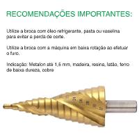 Broca Escalonada Lorben Espiral Profissional De 4 à 32 Mm Aço Rápido Titânio Gt6210 - 6