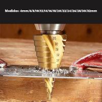 Broca Escalonada Lorben Espiral Profissional De 4 à 32 Mm Aço Rápido Titânio Gt6210 - 7