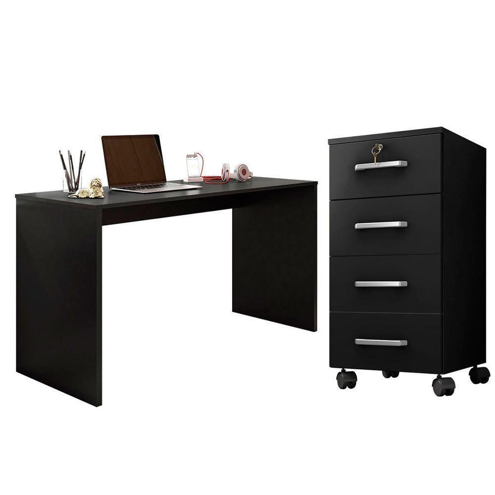 Mesa Para Computador Gávea Com Gaveteiro Gávea Preto - 1