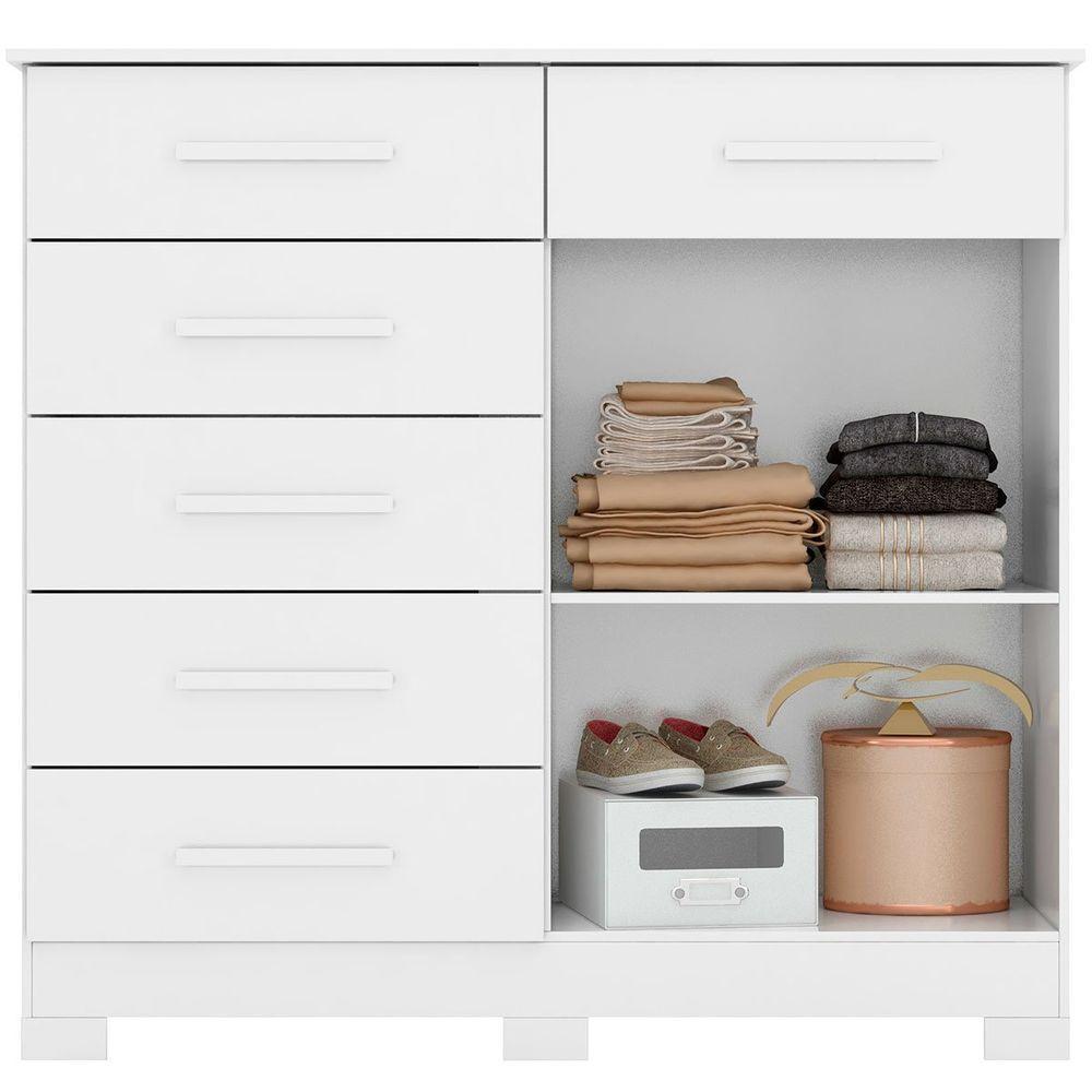 Cômoda Sapateira Mandarim 6 Gavetas 2 Portas Mdp Branco - 8