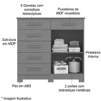 Cômoda Sapateira Mandarim 6 Gavetas 2 Portas Mdp Branco - 9