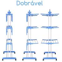 Varal De Chão 3 Andares Retrátil Dobrável Aço Inox Com Rodas - 6