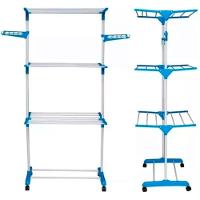 Varal De Chão 3 Andares Retrátil Dobrável Aço Inox Com Rodas - 7