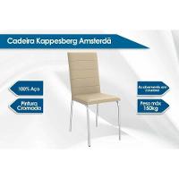 Sala De Jantar Duina Com Tampo De Madeira 160cm E 6 Cadeiras Amsterdã Niquel Freijó Courano Bege - 2