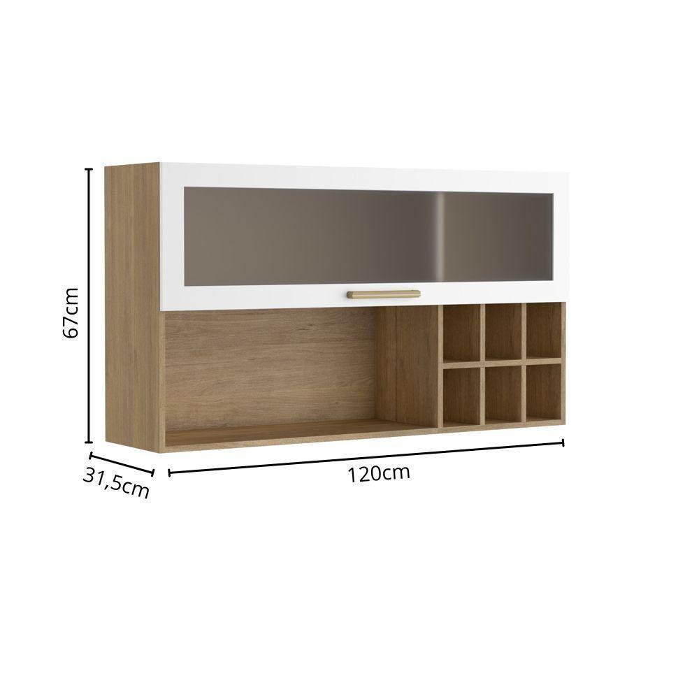 Armário Aéreo Porta De Vidro Nicho Vinho Branco Bertolini Branco Carvalho - 2