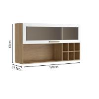 Armário Aéreo Porta De Vidro Nicho Vinho Branco Bertolini Branco Carvalho - 2