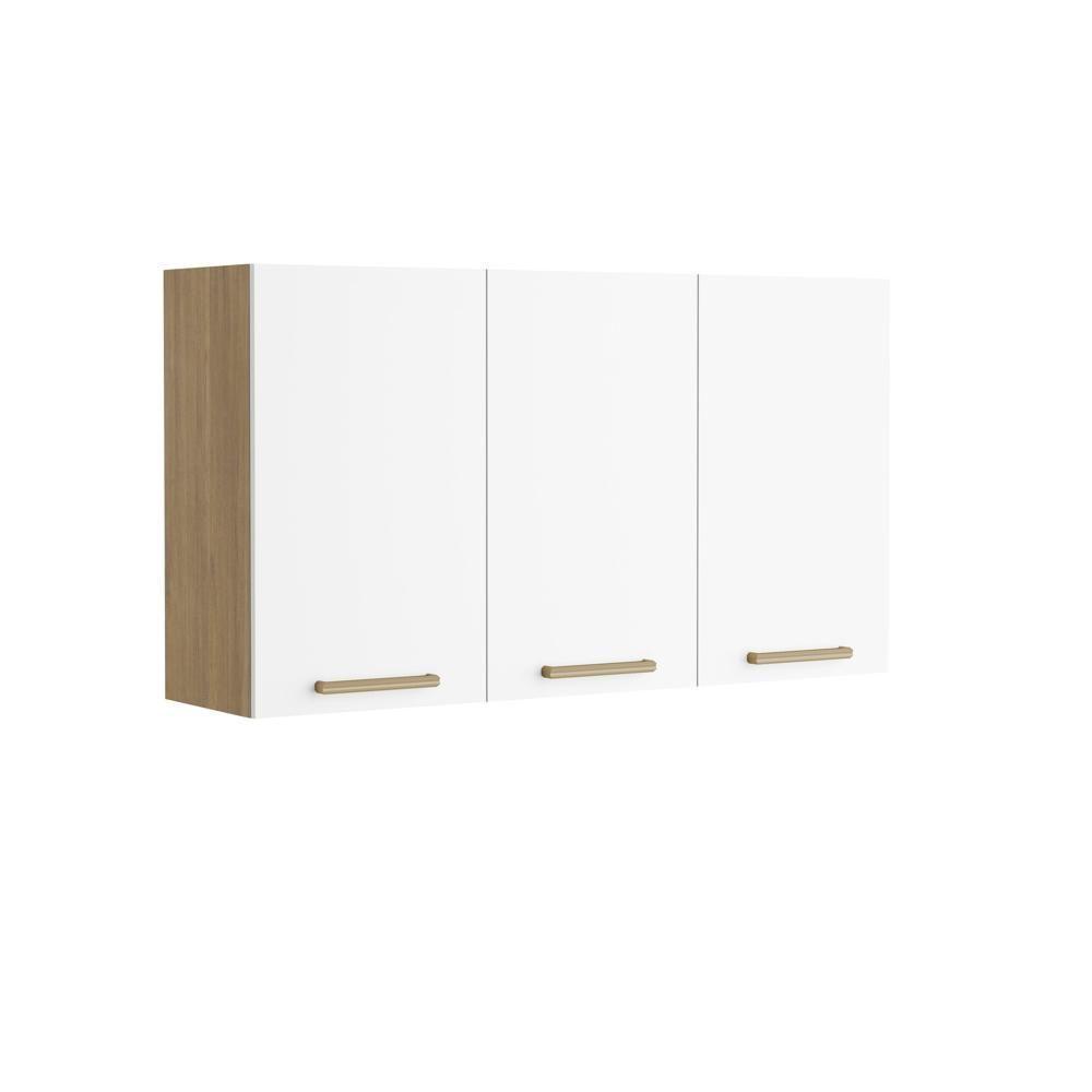 Armário Aéreo Com 3 Portas Branco Ártico Axé Bertolini Branco Carvalho - 1