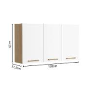 Armário Aéreo Com 3 Portas Branco Ártico Axé Bertolini Branco Carvalho - 2
