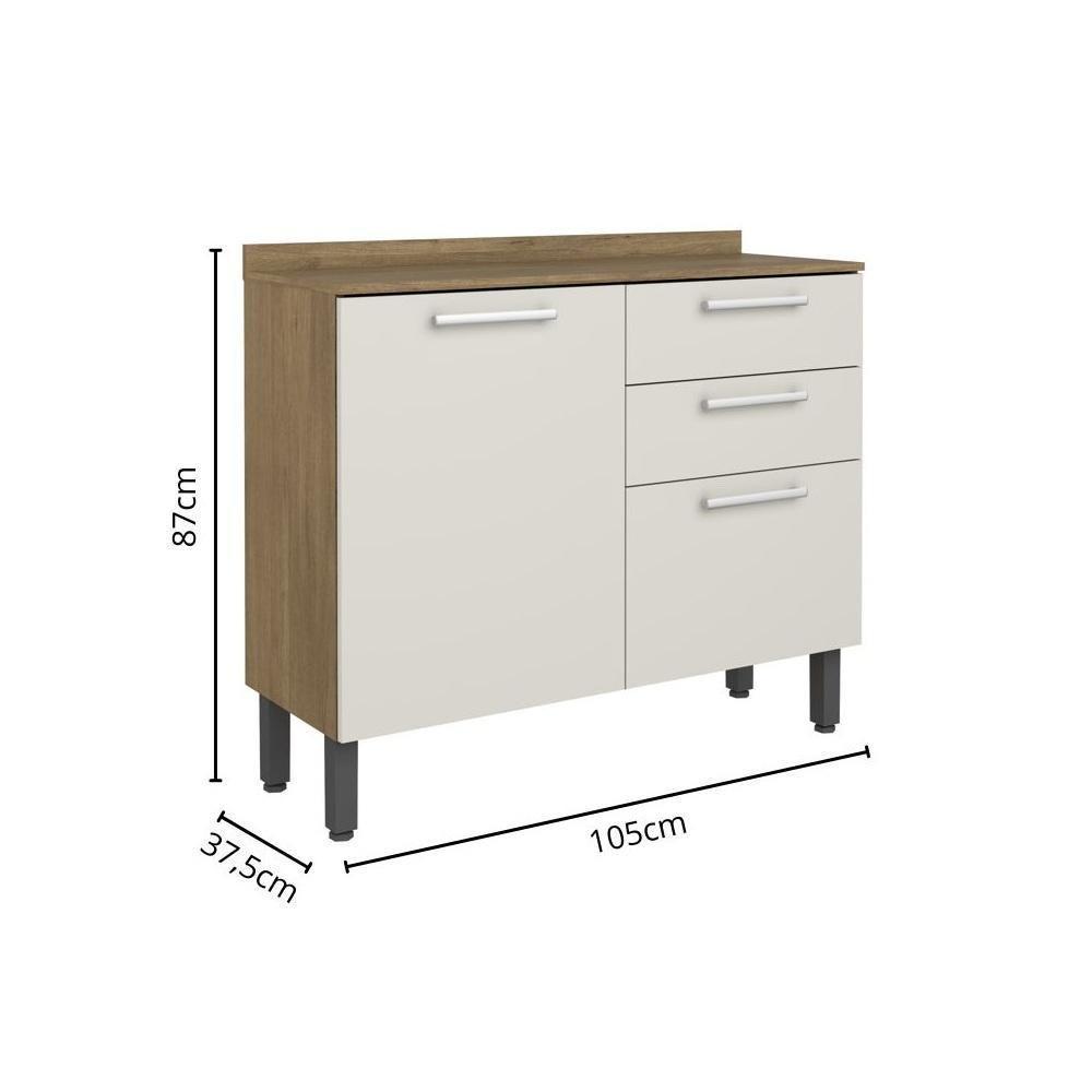 Cozinha Completa 9 Portas 2 Gavetas Branco Carvalho Samba Bertolini Branco Carvalho - 4