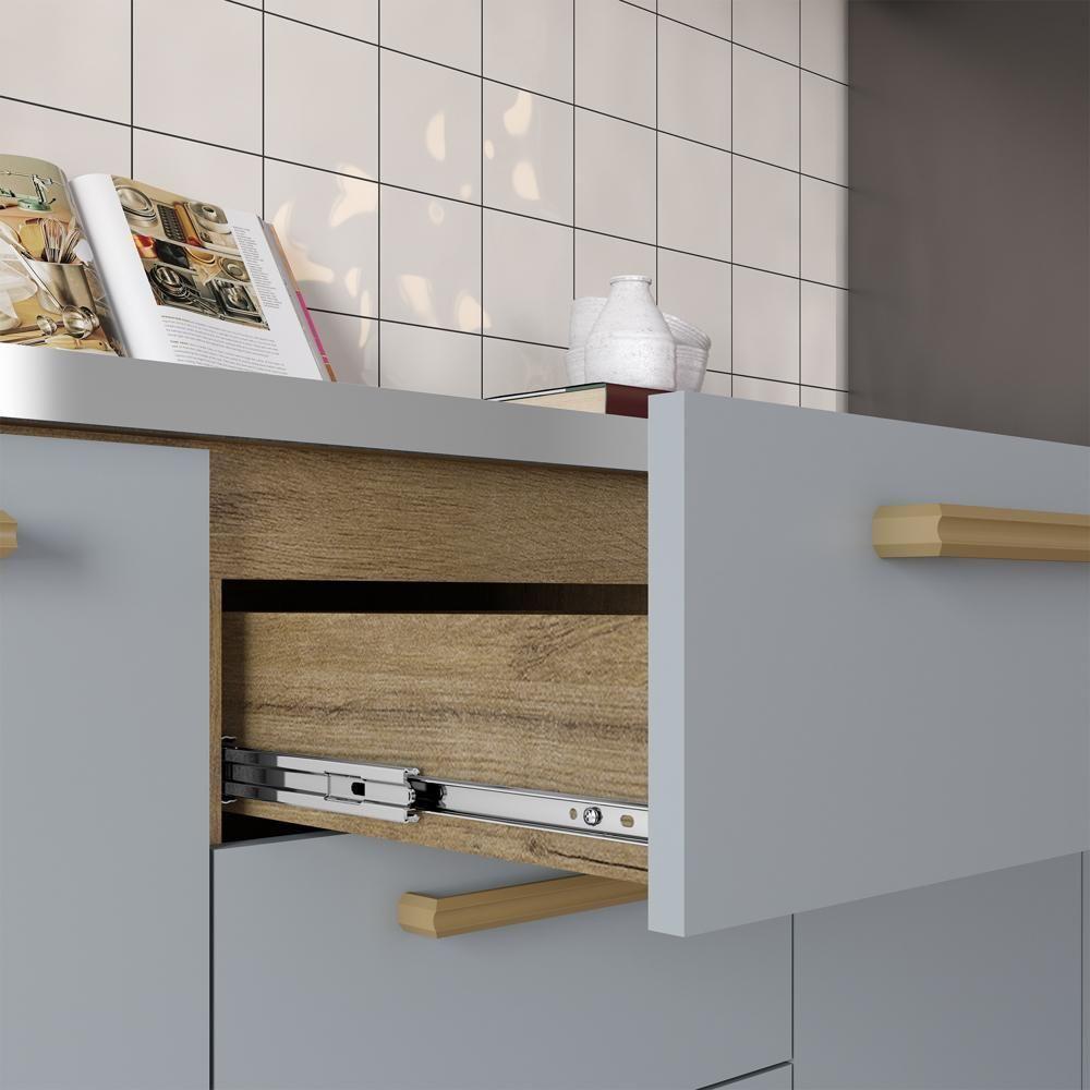 Balcão Para Cooktop 1 Porta 1 Gavetão Branco Axé Bertolini Branco Carvalho - 3