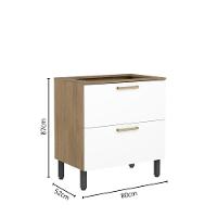 Balcão Para Cooktop 1 Porta 1 Gavetão Branco Axé Bertolini Branco Carvalho - 2