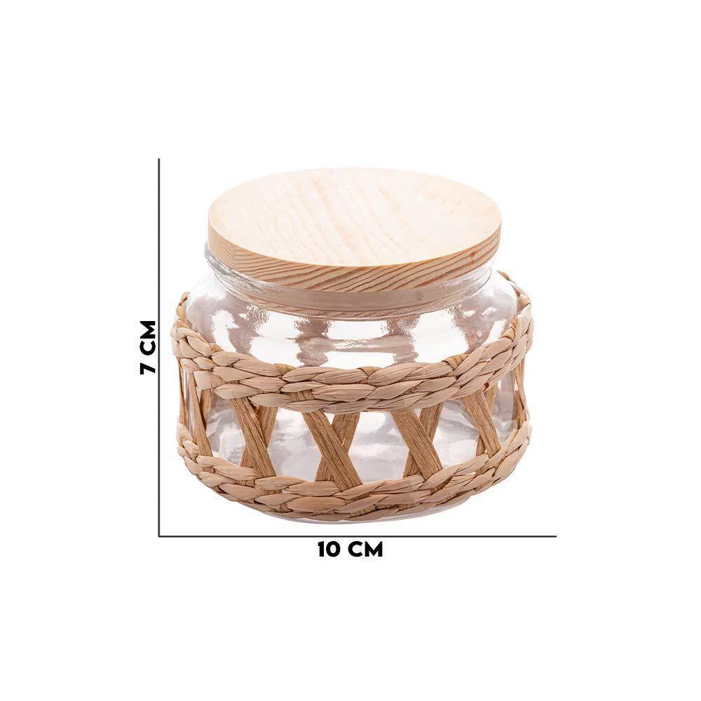 Pote De Vidro Com tampa em Madeira Sisal Wolff 350ml - 4