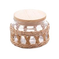 Pote De Vidro Com tampa em Madeira Sisal Wolff 350ml - 1