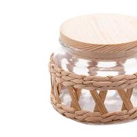 Pote De Vidro Com tampa em Madeira Sisal Wolff 350ml - 2