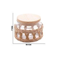 Pote De Vidro Com tampa em Madeira Sisal Wolff 350ml - 4