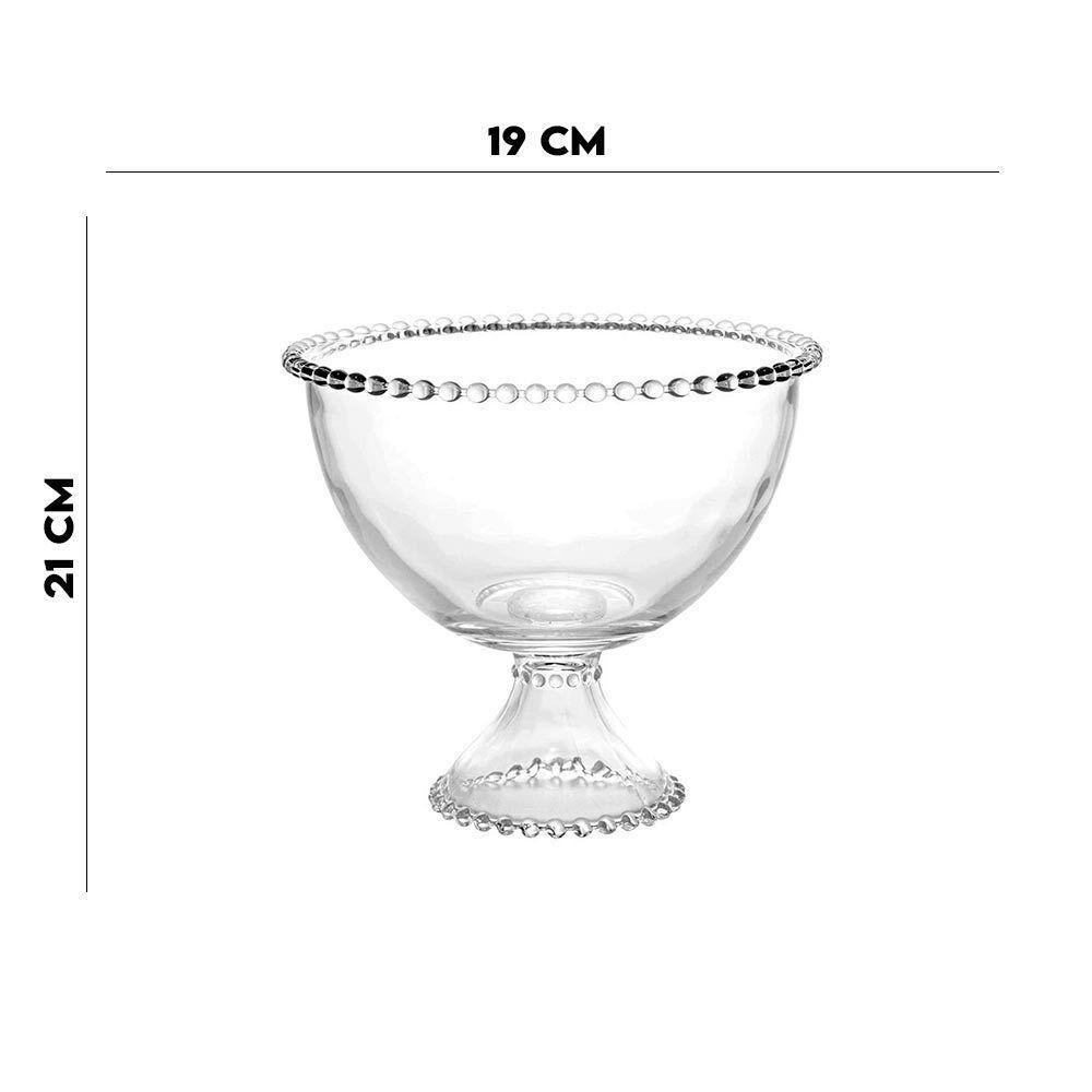 Tigela Saladeira De Cristal Com Pé Pearl 21x19cm Wolff - 2