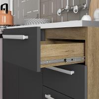 Balcão Com Tampo 2 Portas 2 Gavetas Grafite Samba Bertolini Grafite Carvalho - 3