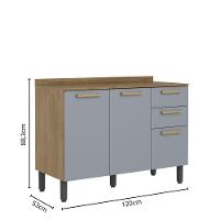 Balcão Com Tampo 3 Portas 2 Gavetas Grey Sky Axé Bertolini Cinza Carvalho - 2