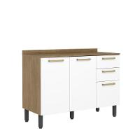 Balcão Com Tampo 3 Portas 2 Gavetas Branco Axé Bertolini Branco Carvalho - 1