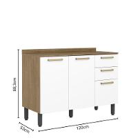 Balcão Com Tampo 3 Portas 2 Gavetas Branco Axé Bertolini Branco Carvalho - 2