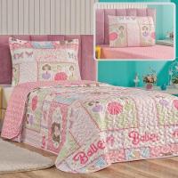 Enxoval Kit Colcha + Jogo De Cama Lençol Bouti Solteiro Infantil Kids 4 Peças - Ballet - 1