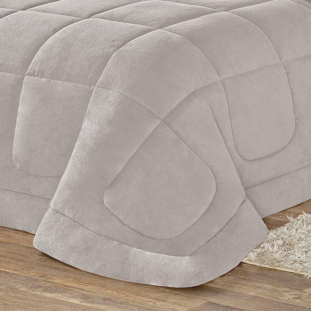 Coberdrom 100% Algodão Malha Com Manta Microfibra Queen 01 Peça - Cinza - 2