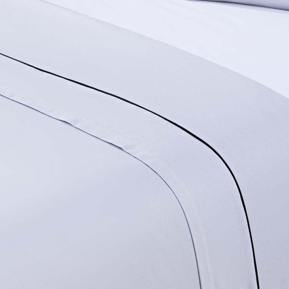 Jogo De Cama 100% Algodão Percal 150 Fios Solteiro Gran Moratta 3 Peças - Branco E Cinza - 2