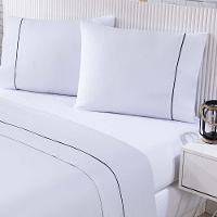 Jogo De Cama 100% Algodão Percal 150 Fios Solteiro Gran Moratta 3 Peças - Branco E Cinza - 3