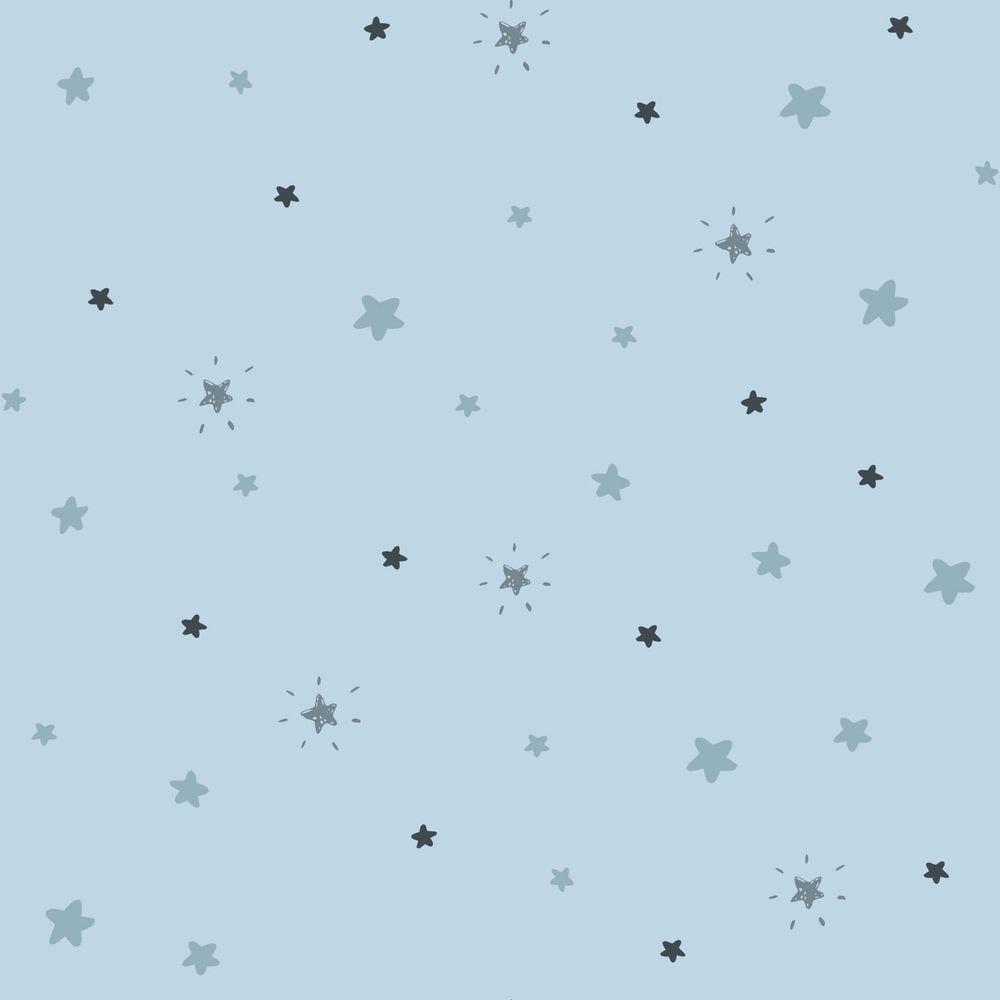 Papel De Parede Fofura Baby Estrelas Azul E Cinza Ff4040 - 1