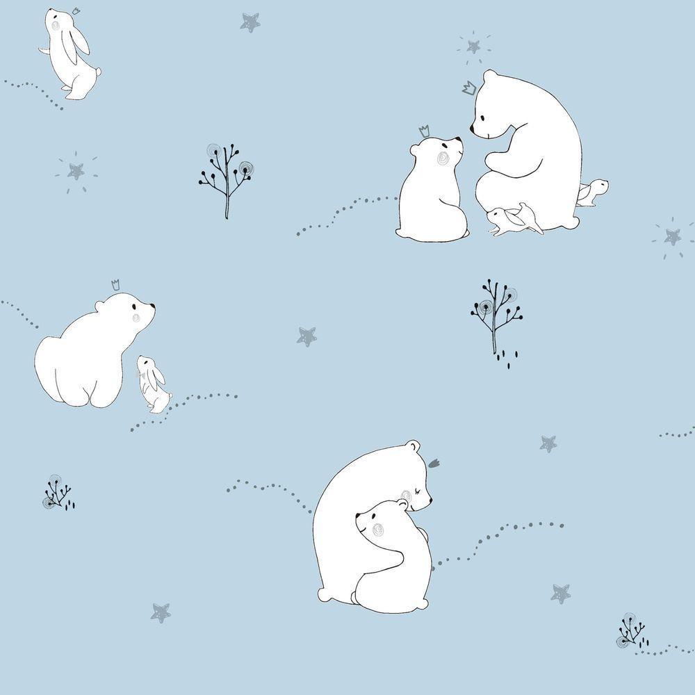 Papel De Parede Fofura Baby Ursinhos Fundo Azul Claro Ff4003 - 1