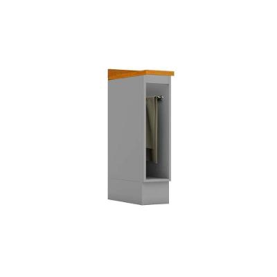 Balcão De Cozinha Modulado Com Tampo Americana Porta Toalha 20cm Cinza
