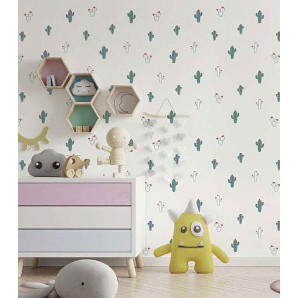 Papel De Parede Fofura Baby Cactos Fundo Branco Ff4011 - 1