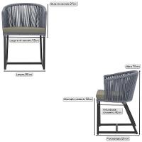 3 Cadeiras De Jantar Noronha Preta Corda Náutica E8 Trama Prata - 2