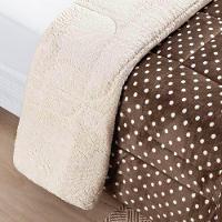 Edredom Casal Padrão Coberdrom Sherpa/mantinha Petit Poa 1 Peça - Caqui - 2