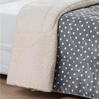 Edredom Casal Padrão Coberdrom Sherpa/mantinha Petit Poa 1 Peça - Cinza - 2