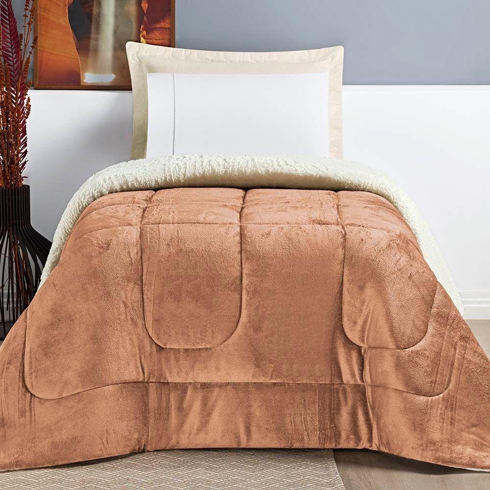 Edredom Solteiro Coberdrom Sherpa/mantinha Everest 1 Peça - Apricot - 3