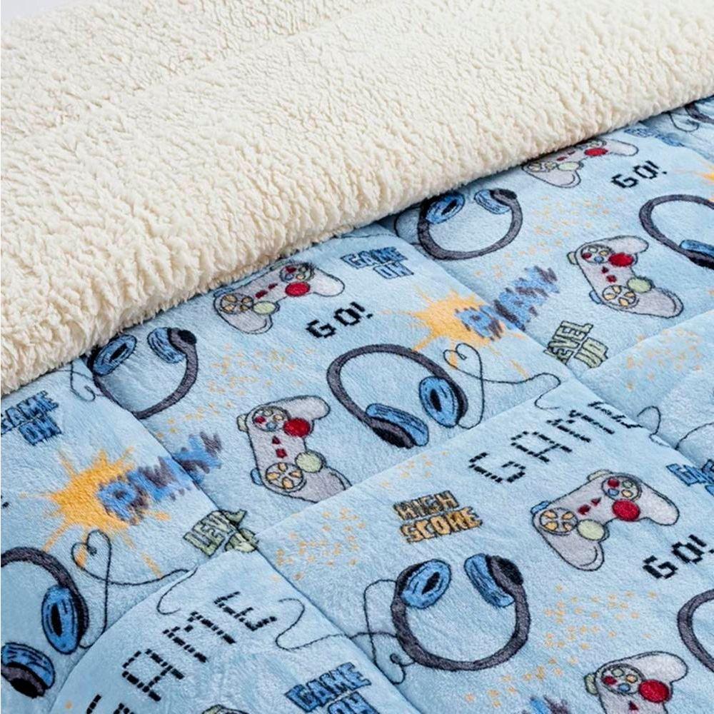 Edredom Solteiro Coberdrom Infantil Sherpa Com Mantinha 1 Peça - Game - 2