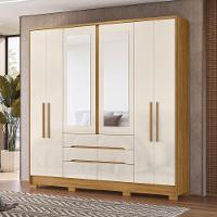 Guarda Roupas Casal Com Espelho 6 Portas 6 Gavetas San Francisco Madeirado Off White - 1