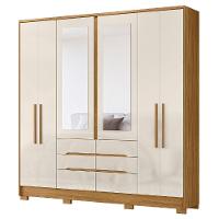 Guarda Roupas Casal Com Espelho 6 Portas 6 Gavetas San Francisco Madeirado Off White - 2