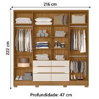 Guarda Roupas Casal Com Espelho 6 Portas 6 Gavetas San Francisco Madeirado Off White - 3