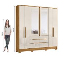 Guarda Roupas Casal Com Espelho 6 Portas 6 Gavetas San Francisco Madeirado Off White - 5