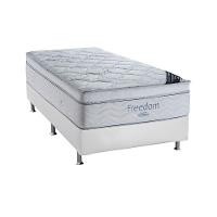 Cama Box Solteiro: Colchão Molas Superpocket Ensacadas Ortobom Freedom Visco + Base Crc Courano White (88x188) - 1