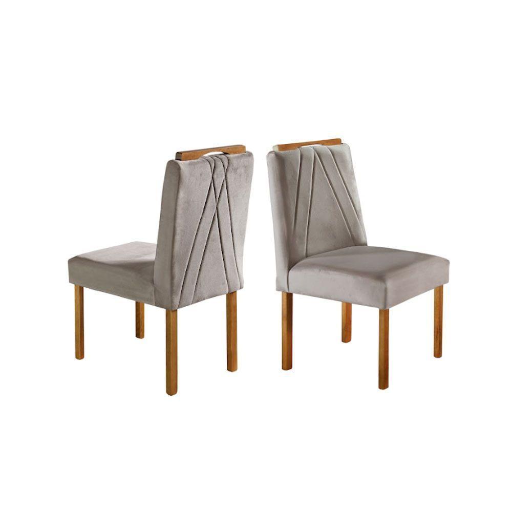 Conjunto Sala De Jantar 6lug Noronha Mesa E Cadeiras Maciça Mel Off White Com Marrom Acinzentado - 2