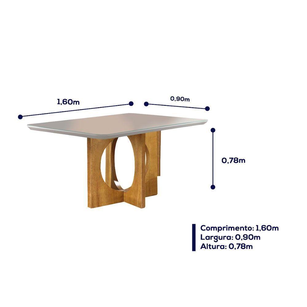 Conjunto Sala De Jantar 6lug Noronha Mesa E Cadeiras Maciça Mel Off White Com Marrom Acinzentado - 5