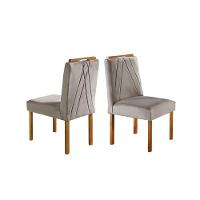 Conjunto Sala De Jantar 6lug Noronha Mesa E Cadeiras Maciça Mel Off White Com Marrom Acinzentado - 2