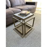 Mesa Lateral Cubo - Metalon Champagne Cacao - 40cm - 5