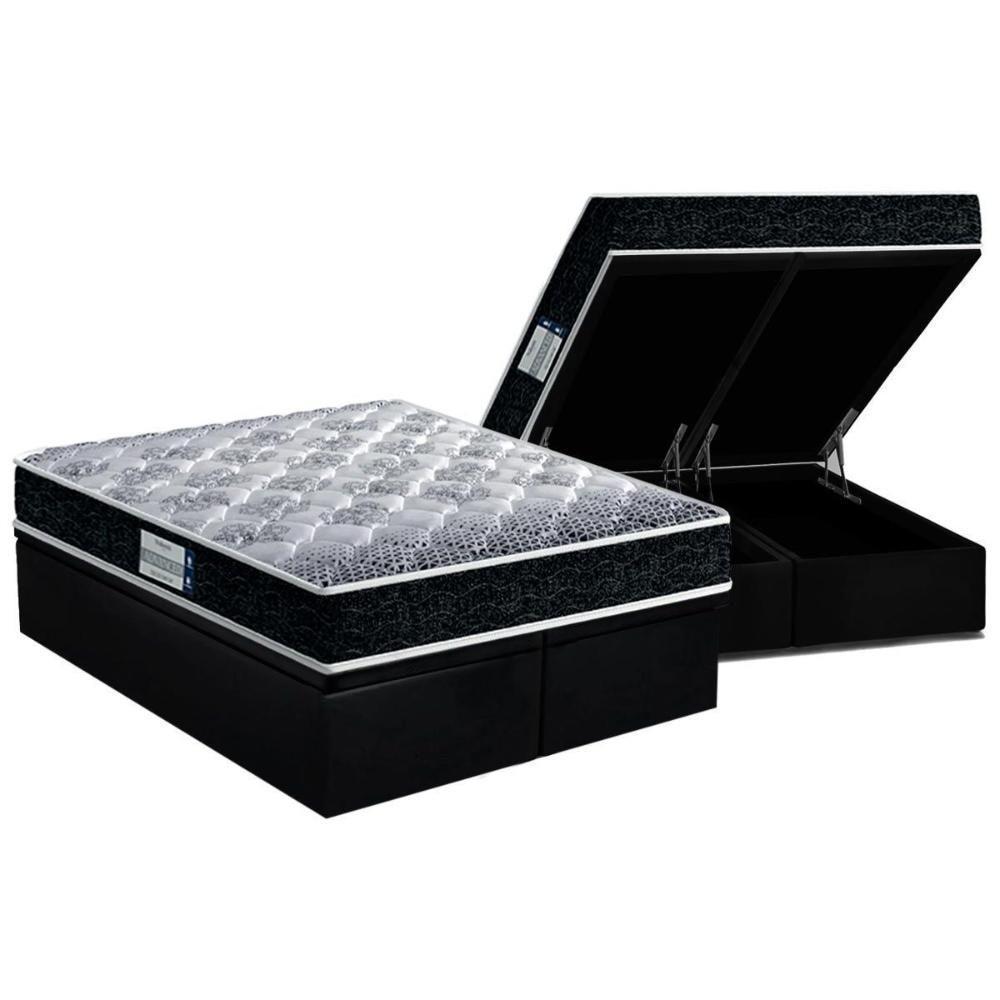 Cama Box Baú King: Colchão Ortopédico Probel D33 Firmepedic Prodormir Advanced Tech1500 + Base Crc Suede Black (193x203) - 1