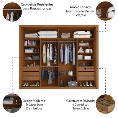 Guarda Roupa Casal Imperador 2 Portas de Correr 6 Gavetas Madeir-off MDP