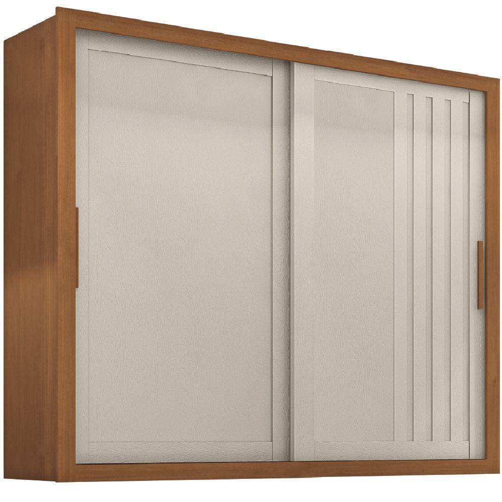 Guarda Roupas Casal Ripado 2 Portas De Correr 4 Gavetas Trianon Zanzini Areia/madeirado - 1